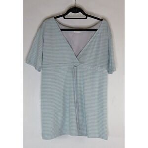 Pacifica Swim Suit Cover Up L Large Blue White Stripe Tunic Top NWOT 100% Cotton